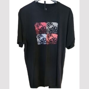 Psycho Bunny Black Graphic Tee Red White Bunny Skull Logo Shirt